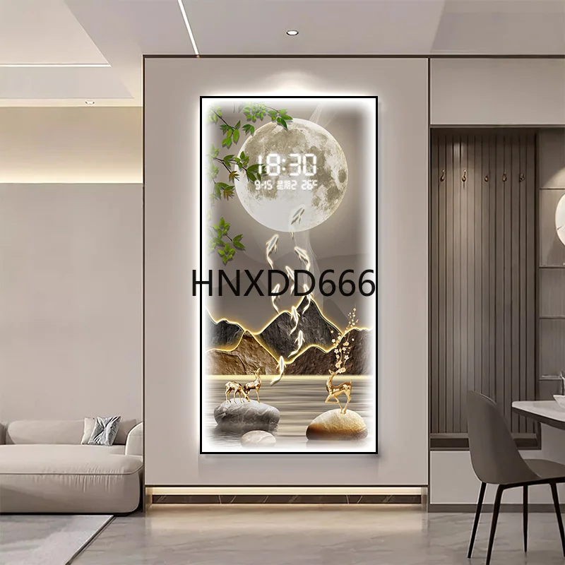 Interior Design Remote - นาฬิกาแขวนผนังตกแต่งห้องนั่งเล่นแบบมีไฟและรีโมทคอนโทรล ของตกแต่งภายในห้อง ดีไซน์ห้องหรูหรา