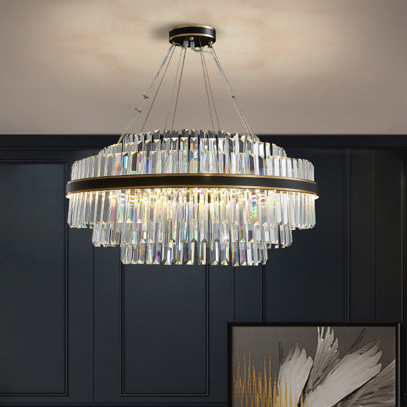 Interior Design Remote - โคมไฟระย้าคริสตัล LED สไตล์นอร์ดิกหรูหรา สำหรับร้านอาหาร/ห้องนั่งเล่น ดีไซน์โพสต์โมเดิร์น ศิลปะตกแต่งภายใน