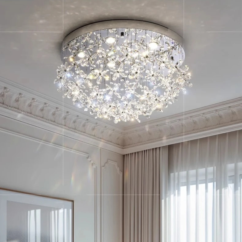 Interior Design Luxury Living Room - โคมไฟเพดานดีไซน์เนอร์คริสตัลอะคริลิค K9 สไตล์อเมริกันสุดหรู เหมาะสำหรับตกแต่งภายในโรงแรมและห้องนั่งเล่น