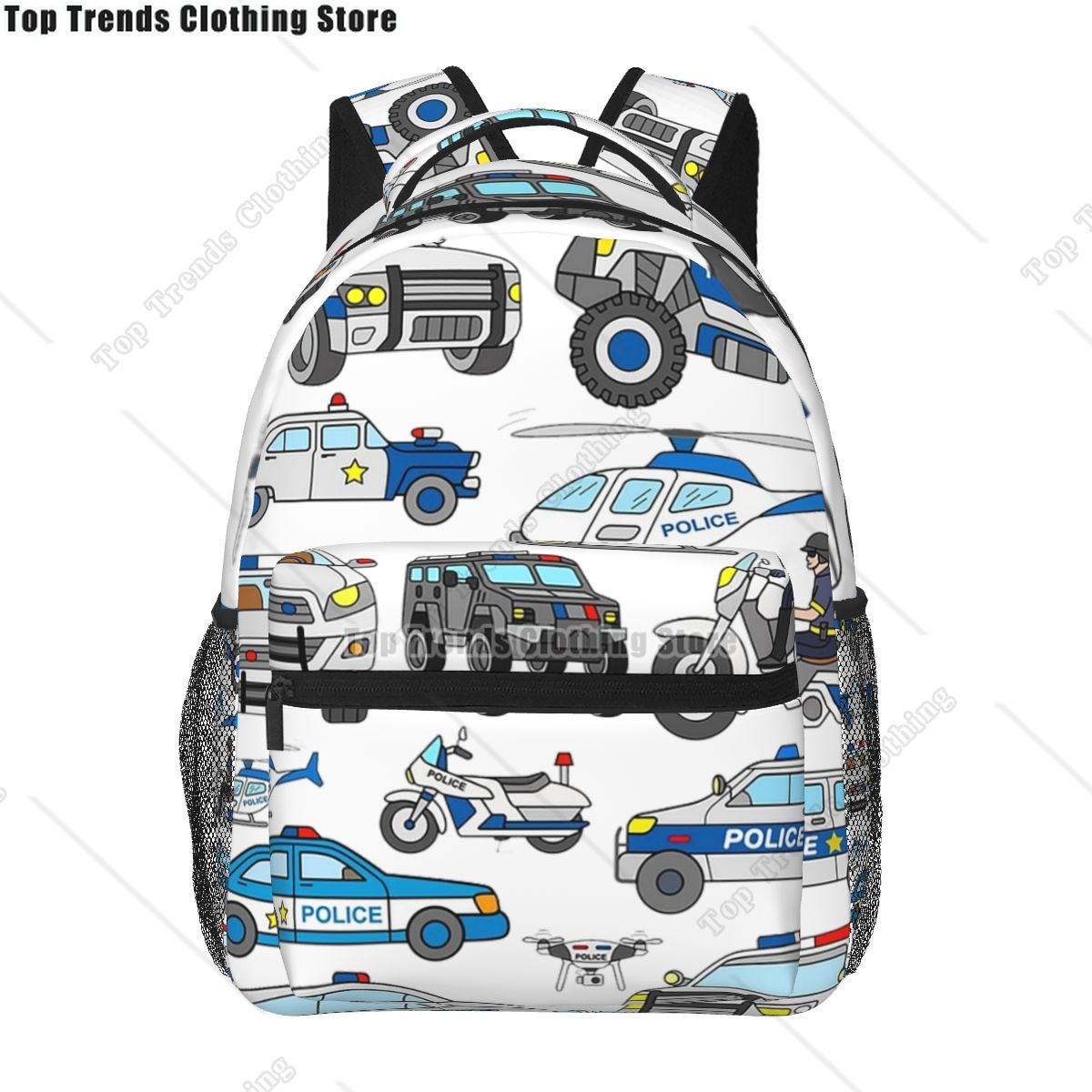 Interior Design Whimsical - รถตํารวจออกแบบกระเป๋าเป้สะพายหลังชายหญิง Bookbag นักเรียนโรงเรียนกระเป๋าการ์ตูนเด็ก Rucksack กระเป๋าสะพายขนาดใหญ่ความจุ