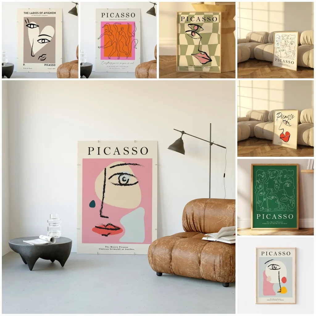 Interior Design Sketch - Picasso Exhibition Wall Art พิมพ์บทคัดย่อ Vintage
