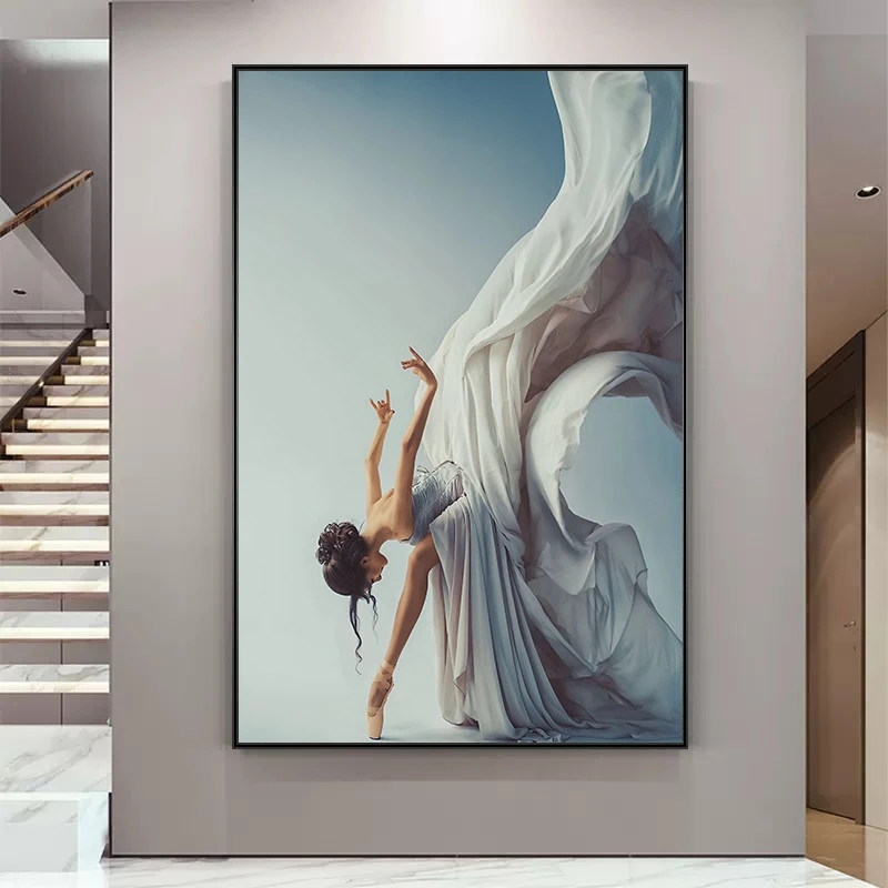 Interior Design House - โมเดิร์นสาวเต้นรําบัลเล่ต์ภาพวาดผ้าใบ Elegant Dancer Wall Art ภาพโปสเตอร์พิมพ์สําหรับห้องนั่งเล่น