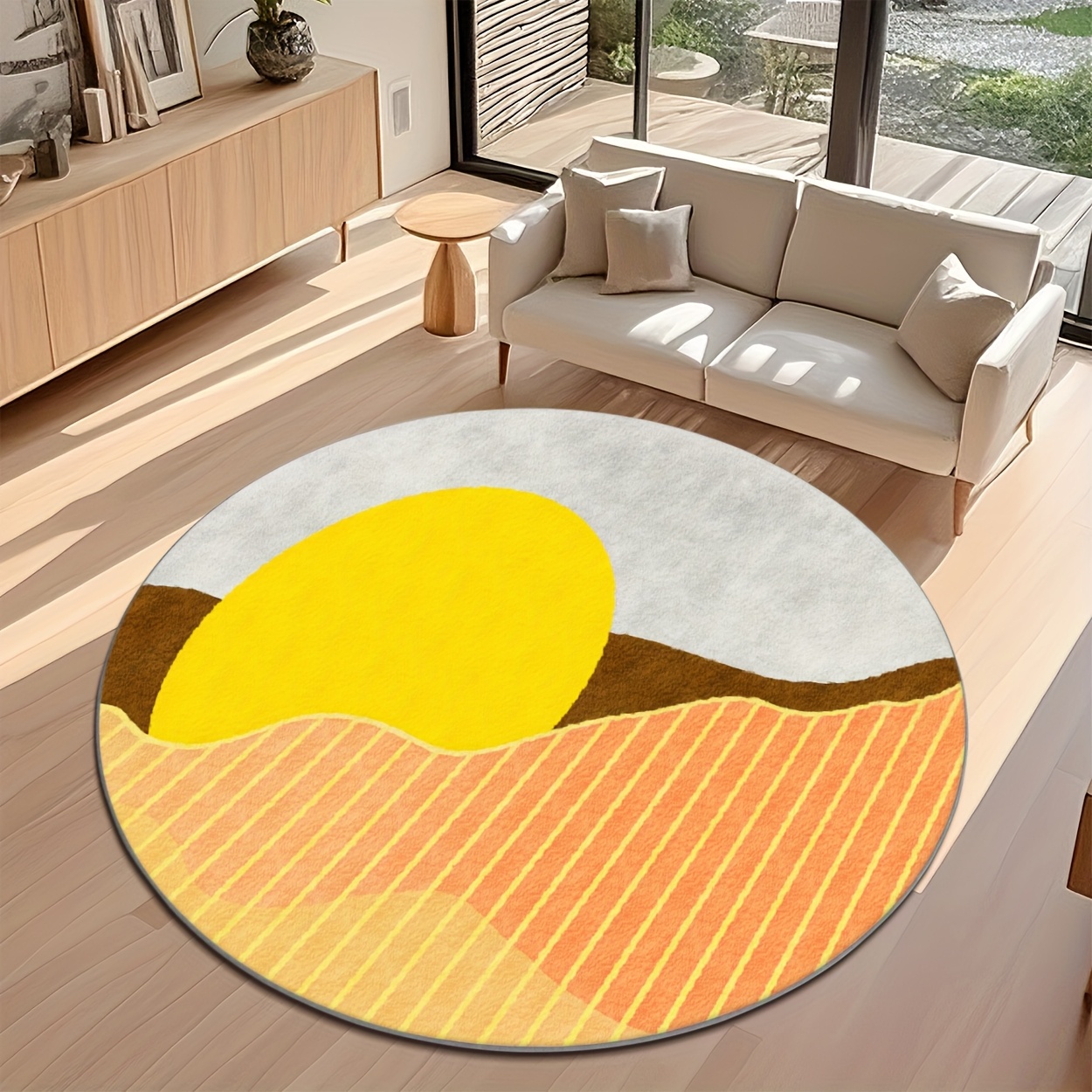 พรมวงกลมสไตล์มิดเซ็นจูรีโมเดิร - Printed Rug Abstract บทวิจารณ์และราคา
