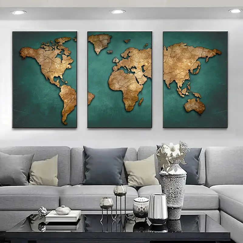 Retro World แผนที่ 3 ชิ้น/เซ็ต - Interior Design Sketch บทวิจารณ์และราคา