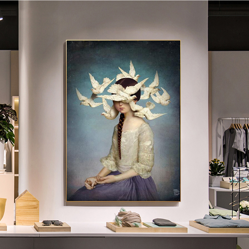 ภาพวาดรูปนกพิราบสีขาวสไตล์นอร์ - Interior Design House บทวิจารณ์และราคา
