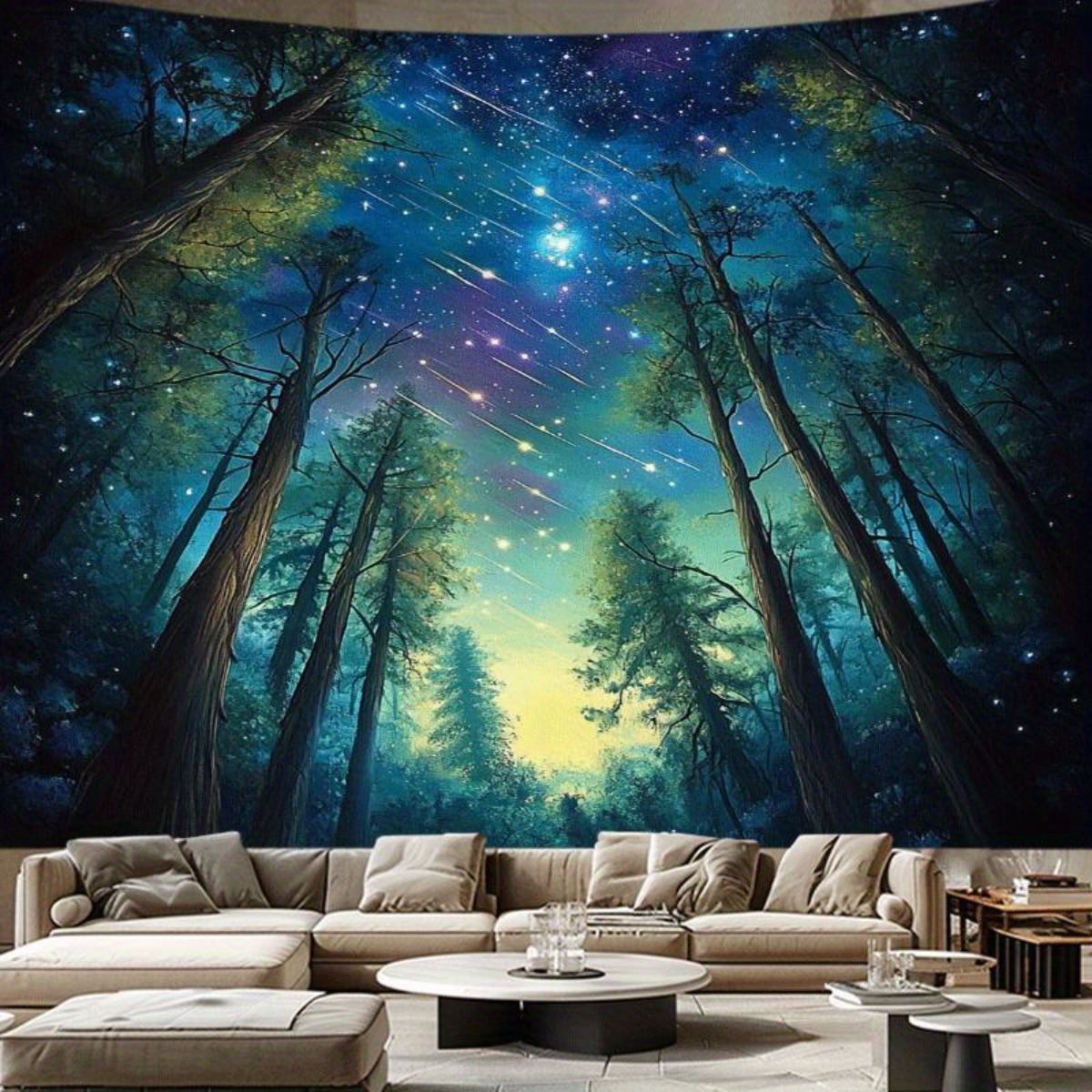 ผ้าแขวนผนังลายท้องฟ้าป่ากลางคื - Interior Design Hd บทวิจารณ์และราคา