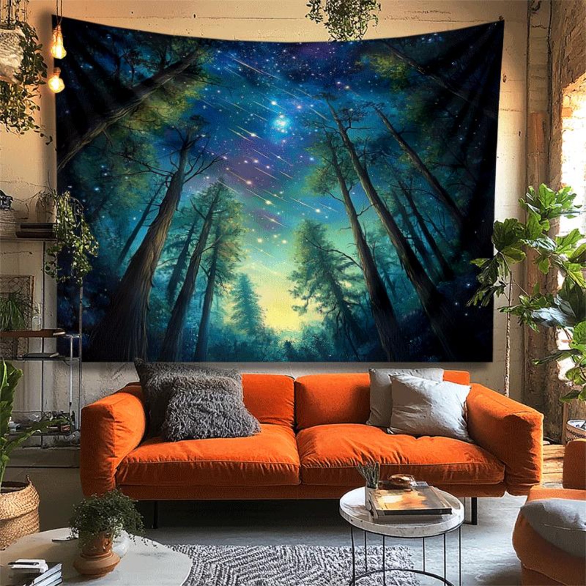 ผ้าแขวนผนังลายท้องฟ้าป่ากลางคื - Interior Design Hd บทวิจารณ์และราคา