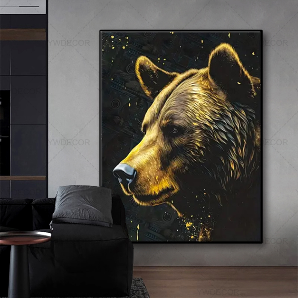 Bull และหมีสัตว์ภาพวาดผ้าใบ Wa - Interior Design Sketch บทวิจารณ์และราคา